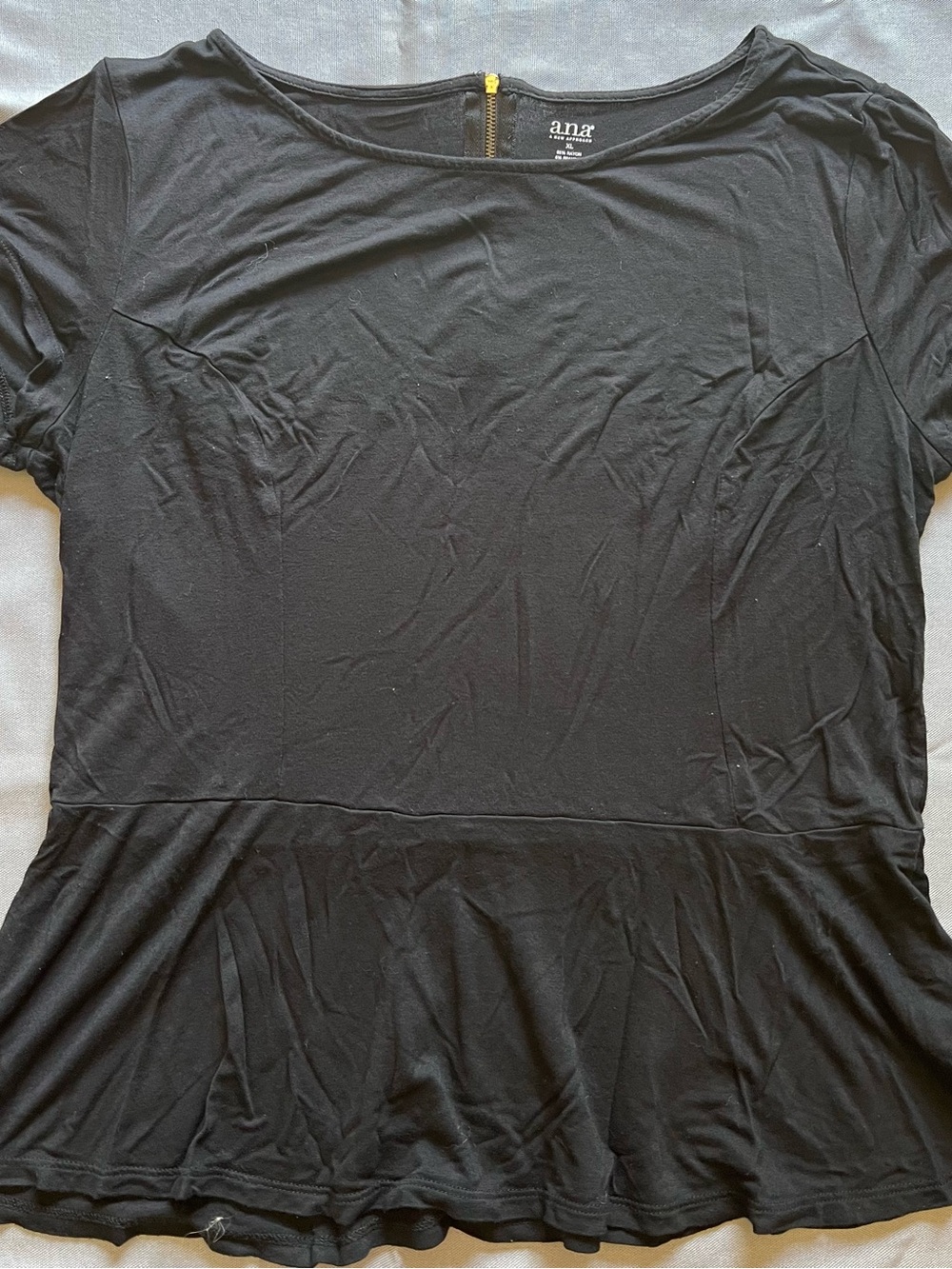 a.n.a Black Short-Sleeve Peplum Top